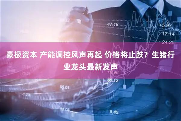 豪极资本 产能调控风声再起 价格将止跌？生猪行业龙头最新发声