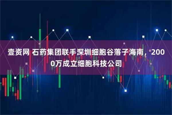 壹资网 石药集团联手深圳细胞谷落子海南，2000万成立细胞科技公司