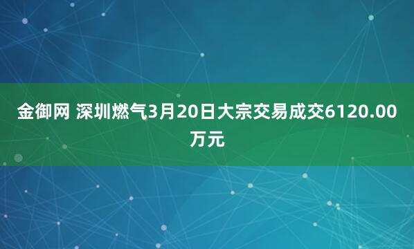 金御网 深圳燃气3月20日大宗交易成交6120.00万元