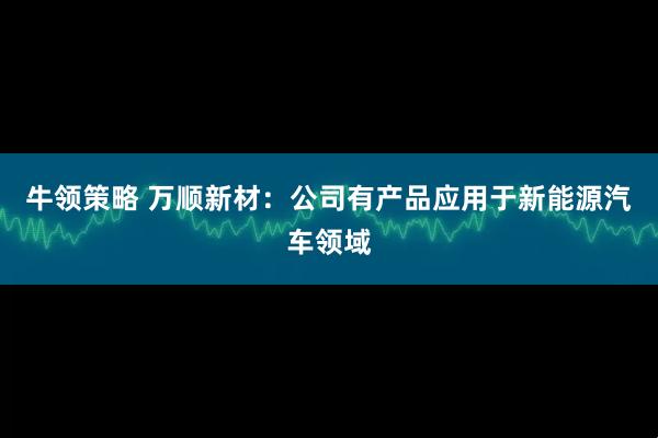 牛领策略 万顺新材：公司有产品应用于新能源汽车领域