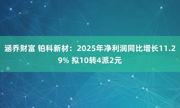 涵乔财富 铂科新材：2025年净利润同比增长11.29% 拟10转4派2元