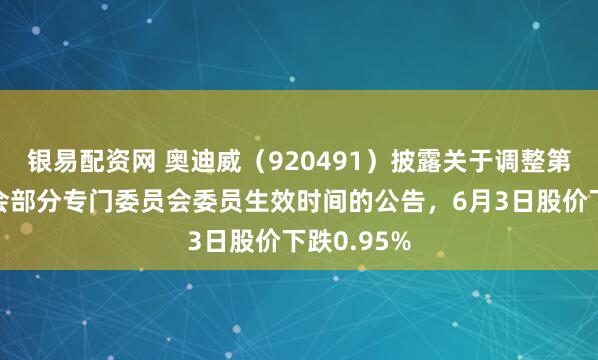 银易配资网 奥迪威（920491）披露关于调整第四届董事会部分专门委员会委员生效时间的公告，6月3日股价下跌0.95%